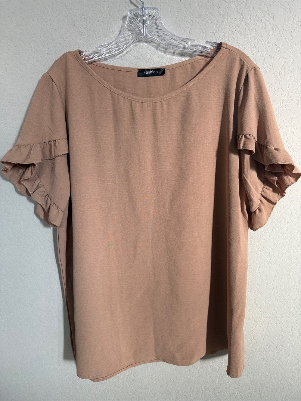 Fashion Taupe Ruffle Sleeve Women's Top